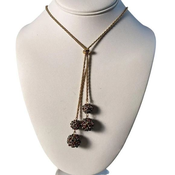 Charter Club Necklace Gold  Tone color, round balls Adjustable Necklace 40 Inch - Picture 1 of 11